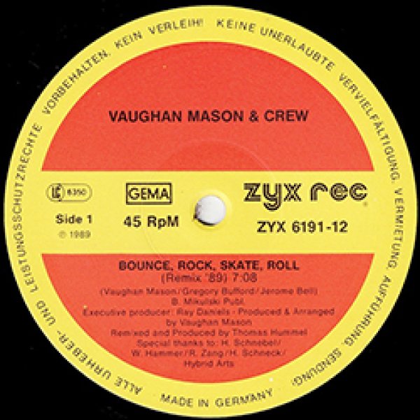 画像3: VAUGHAN MASON & CREW / BOUNCE, ROCK, SKATE, ROLL (独原盤/89年MIX) [◎中古レア盤◎激レア！ドイツのみ！89年REMIX！] (3)