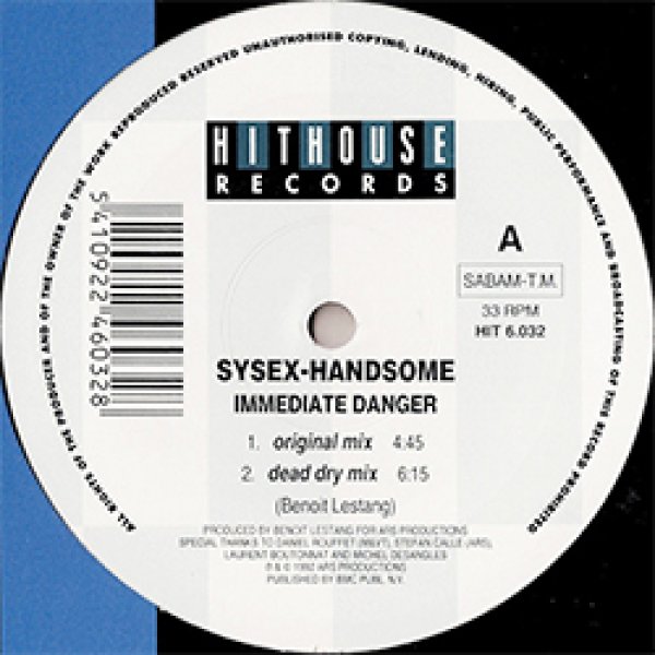 画像2: SYSEX-HANDSOME / IMMEDIATE DANGER (和蘭原盤/全2曲) [◎中古レア盤◎お宝！なんと新品！90's初期テクノ傑作！] (2)