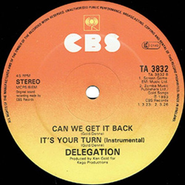 画像3: DELEGATION / IT'S YOUR TURN (英原盤/12"MIX) [◎中古レア盤◎激レア！幻のLP未収曲！英国版ジャケ！] (3)
