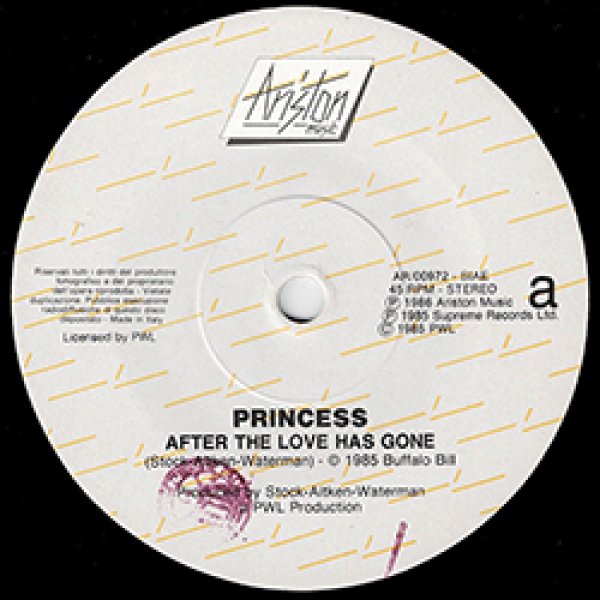 画像2: PRINCESS / AFTER THE LOVE HAS GONE (7インチ) [◎中古レア盤◎お宝！イタリア版7インチ！80's 哀愁アーバン！] (2)