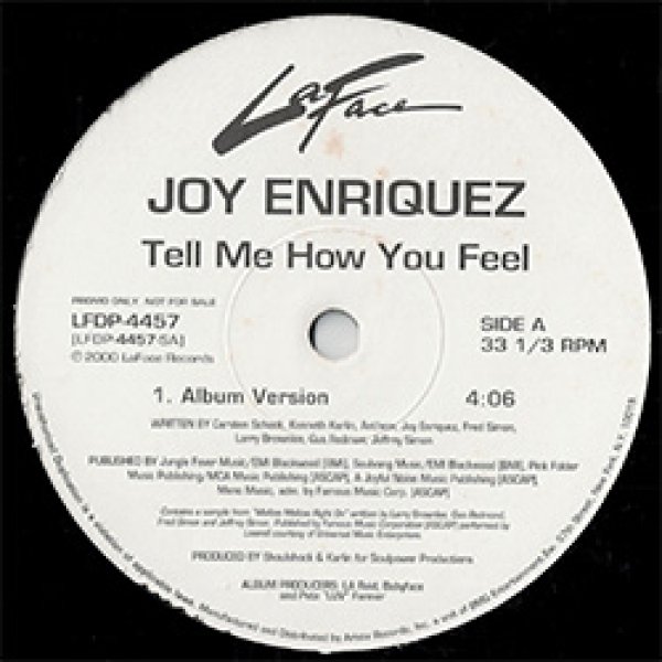 画像2: JOY ENRIQUEZ / TELL ME HOW YOU FEEL (3VER) [◎中古レア盤◎お宝！少量生産！「MELLOW MELLOW RIGHT ON」使い！] (2)