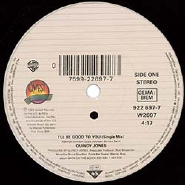 画像2: QUINCY JONES feat CHAKA KHAN / I'LL BE GOOD TO YOU (7インチMIX) [◎中古レア盤◎お宝！ドイツ版ジャケ7"MIX！] (2)